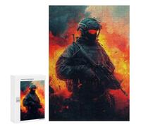 Warrior in Flames Tactical Gear -5 Puzzle 1000 Pièces Educa Jouet en Bois Cadeau Unique Décoration Intérieure Jeu Éducatif Challenge Toy Adultes Et Enfants À Partir De 14 Ans 300 PCS
