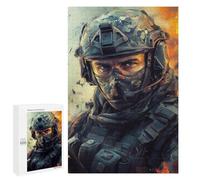 Warrior in Flames Tactical Gear Puzzle 1000 Pièces Educa Jouet en Bois Cadeau Unique Décoration Intérieure Jeu Éducatif Challenge Toy Adultes Et Enfants À Partir De 14 Ans 1000 PCS