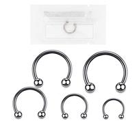 WARRIOR Piercing Fer à Cheval Circulaire Septum Nez Stérile en Titane G23 Taille 16G (1,2 mm) avec Deux Boules de 3 mm Paquet Unique PTYM-01 (12)