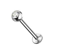 WARRIOR Piercing pour les lèvres/Labret tragus helix stud STÉRILE en acier chirurgical 316L / Titane avec une boule de cristal avec filetage interne de 3 mm PCS-008 / PCS-034 / PCS-016 / PCS-008