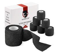 WARRIOR Tattoo Grip Cover Roll Black Elastic Handle Cover pour Tattoo Grip Gaze Bandage Auto-adhésif 4.5m x 5cm Emballage Noir 6PCS