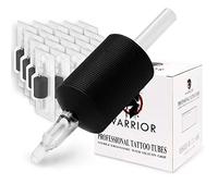 WARRIOR Tubes de Tatouage Poignée Stérile Tube Tattoo Grip Professionnel Antidérapant Jetable avec Pointe Longue en Caoutchouc Souple 25mm Magnum Flat Pack de 20 pièces(1.0/9F)
