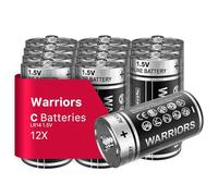 Warriors 12X Pile C LR14 1,5V Alcaline, Longue Durée | Anti-fuite, jusqu'à 10 ans de conservation. Pour jouets, lampes torches, radios, horloges et appareils ménagers