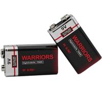 Warriors 2X Pile 9V Alcaline Puissante Longue Durée pour Détecteurs de Fumée Incendie Capteurs d'Alarme 6LR61 6F22 PP3 MN1604