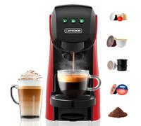 Warriors1 Machine à café à dosettes 5 en 1 pour Nespresso Original, Dolce Gusto, Lavazza A Modo Mio, capsules Espresso Point et café moulu, 20 bar, 0,8 l, petite machine à café automatique (rouge)