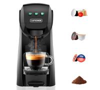 Warriors1 Machine à Café Capsule 4 en 1 pour Nespresso OL, Dolce Gusto, Lavazza A Modo Mio et Café en Poudre, 20 bar, 0,8 L, Température et Quantité Réglables, Compacte Cafetière pour Maison et Bureau