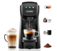 Warriors1 Machine à Café Capsule 4 en 1 pour Nespresso Original, Dolce Gusto, Lavazza A Modo Mio et Café Moulu, 20 bar, 0,8L, Température et Quantité Réglables, Compacte pour Maison et Bureau (Noir)