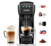 Warriors1 Machine à Café Capsule 5en1 pour Nespresso, Dolce Gusto, Lavazza A Modo Mio, FAP Espresso Point et Café Moulu, 20 bar, 0,8L, Température et Quantité Réglables, Compacte pour Maison et Bureau