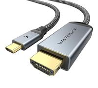 WARRKY Câble USB C vers HDMI 4K@60Hz, 1M [Plaqué or, Câble Tressé], Compatible con Thunderbolt 3/4, iPhone 16/15 Series, MacBook Air/Pro, iPad Pro, Surface, Dell, HP
