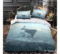 Warship in Storm Linge de Lit 3D Imprimé Microfibre Résistante 3 Pièces Éclair Douce Military Naval Vessel Ensemble De Literie Super Douce Entretien Facile for Hommes Enfants King（220x240cm）
