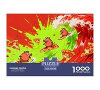 Warthogs Surfing on Pizza Puzzle en Bois Imperméable DIY Puzzles De 1000 Pièces pour Adultes Cadeaux Défi Et Casse-tête De Décoration pour La Maison