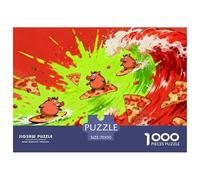 Warthogs Surfing on Pizza Puzzle en Bois Imperméable Puzzles De 1000 Pièces pour Adultes Défi Et Casse-tête Jeux Éducatifs