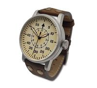 WARTIME | Montre Aviateur Vintage Flieger Type B - Inspirée des Montres de Pilotes de la Seconde Guerre Mondiale - Mouvement Quartz Suisse - Bracelet Cuir - Édition Numérotée et Cadran blanc.