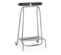 WAS 1132 950 Support pour Sacs Poubelle en Acier Inoxydable avec pédale, 2 roulettes avec bloqueur, Hauteur 95 cm