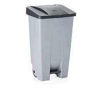 WAS 1144 124 Xtra Poubelle à pédale en polyéthylène avec pédale et deux roulettes Noir 51 cm x 41 cm x 86 cm 120 l