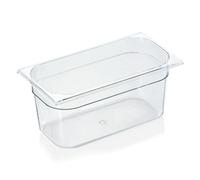WAS 9413 150 Série 94 Bac à gastronorm en polycarbonate avec bord empilable, transparent, 5,5 l, 1/3 GN, 150 mm de hauteur