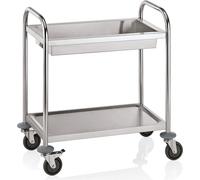 WAS Germany Chariot de débarrassage en inox, 70 x 47 x 81 cm, 2 étages avec bac