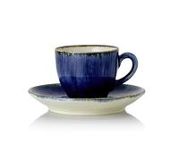 WAS Germany Lot de 6 tasses à expresso et soucoupes en porcelaine océan foncé 0,09 l