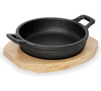 WAS Germany Poêle à servir avec dessous de plat en bois et deux poignées latérales Ø 16 cm Fonte