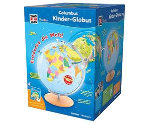 WAS IST WAS Junior Columbus Kinder-Globus: Leuchtglobus, Durchmesser 26 cm, Extra: mit Weltatlas