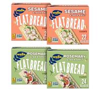 Wasa Thins Lot de 2 craquelins plats variés, romarin et sel de mer et sésame et sel de mer, sans graisses saturées (1,5 g à 2 g de matières grasses totales) et 0 g de gras trans, sans cholestérol, 1,1