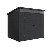 Wasabi Abri de jardin en résine Terra - Lucarne 360° - Structure renforcée en aluminium et PVC - Protection UV - Imperméable - Gris anthracite - Abri extérieur 4,57 m² - 238 x 192 x 215 cm