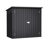 Wasabi - Abri de Jardin Métal 1100 L Stark - 147x86x134cm- Double Porte à charnières - Verrouillage du loquet - Gris Anthracite - Armoire de Rangement extérieur
