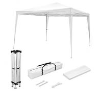Wasabi - Tonnelle Pliante 3 x 3 m Blanche - avec Vents et piquets de Fixation - Structure en Acier - Tonnelle pour Jardin, pergola Plage, Camping, fêtes