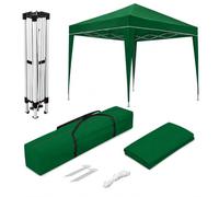 WASABI Tonnelle Pliante 3x3 Verte Imperméable, Barnum de Jardin Extérieur Pliante 3x3, Structure Aluminium, Montage Rapide, Sac de Transport, Piquets et Sangles Inclus