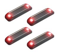 WASAGA Feux d'Avertissement Solaires, Mini Réflecteur LED Solaire Étanche avec Mode de Flash Automatique pour Vélo Voiture Moto Scooter (Pack de 4) (Rouge)