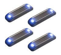 WASAGA Feux d'Avertissement Solaires, Mini Réflecteur LED Solaire Étanche avec Mode de Flash Automatique pour Vélo Voiture Moto Scooter (Pack de 4) (Bleu)