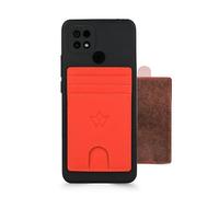 WASAMA Porte-cartes en cuir à coller avec 3 emplacements pour cartes | Protection RFID | Pratique, Candy Apple Red, Standard, Moderne