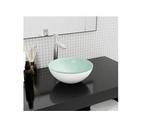 Lavabo Vasque à Poser de Toilette Lave-mains de Salle de Bain Lavabo de Salle d'Eau Maison Intérieur Verre Trempé 30x12 cm Blanc