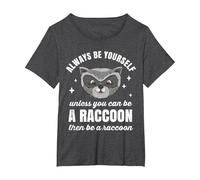 Waschbär Racoon Panda T-Shirt en Peluche Racoon T-Shirt, Femme Grandes Tailles, Chiné Foncé, 4X