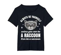Waschbär Racoon Panda T-Shirt en Peluche Racoon T-Shirt, Femme Grandes Tailles, Noir, 4X