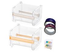 Waschi Lot de 2 dévidoirs de ruban adhésif Washi avec 2 rouleaux de ruban adhésif Washi, organiseur, ruban de masquage, pour les bureaux, les écoles et la maison privée, beige/orange