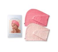 waschies Lot de 2 serviettes turban en microfibre Rose/rose