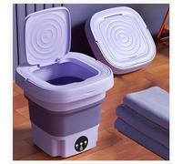 Waschmaschine Camping, Reise Waschmaschinen 8L mit 360° Blu-Ray Schleuder Und Ablaufrohr Kleine Waschmaschine für Haushalt,Apartment,Hotel,Purple