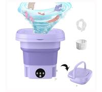 Waschmaschine Camping, Tragbare Mini-Klappwaschmaschine 8L Leicht Zusammenklappbar mit 360° Blu-Ray Mobile Waschmaschine für Haushalt,Apartment,Hotel,Purple