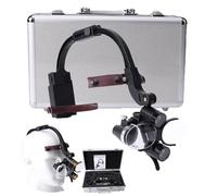 Wasd3Pods Lampe Frontale LED Portable, Lampe Frontale LED Dentaire 5w, Loupes Dentaires 2,5X 3,5X, Loupes Binoculaires à Angle Réglable, Boîte en Aluminium,2.5X
