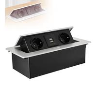 Wasd3Pods Prise De Comptoir Pop Up, Prise De Table Double USB De Type C, Prise De Bureau De Cuisine, Prise De Table De Conférence USB De Charge Intégrée,Silver
