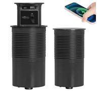 Wasd3Pods Prise Pop up pour Comptoir avec Chargeur sans Fil 15w + USB + Type-C, Prise Pop up pour Comptoir De Cuisine, Hub d'alimentation De Table De Conférence, Trou De 100mm.,Black-A