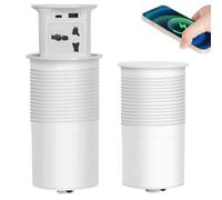Wasd3Pods Prise Pop up pour Comptoir avec Chargeur sans Fil 15w + USB + Type-C, Prise Pop up pour Comptoir De Cuisine, Hub d'alimentation De Table De Conférence, Trou De 100mm.,White-A