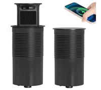 Wasd3Pods Prise Pop up pour Comptoir avec Chargeur sans Fil 15w + USB + Type-C, Prise Pop up pour Comptoir De Cuisine, Hub d'alimentation De Table De Conférence, Trou De 100mm.,Black-B