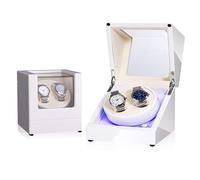 Wasd3Pods Remontoir De Montre Automatique pour Double Remontoir + 3 Coussins en Cuir Souple, Boîtier De Remontage Automatique à LED,G