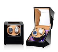 Wasd3Pods Remontoir De Montre Automatique pour Double Remontoir + 3 Coussins en Cuir Souple, Boîtier De Remontage Automatique à LED,B