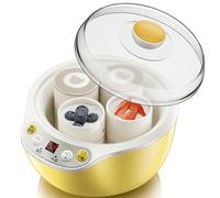 Wasd3Pods Yaourtière Numérique 20w avec 4 Pots - Machine électrique, Compacte, en Acier Inoxydable avec Affichage LED Et Minuterie, Récipients en Verre De 1000ml / Pots De Yaourt