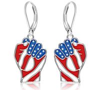 Wasee Boucles d'oreilles pendantes avec fermoir à levier en argent sterling 925 - Noir Chat/4ème de Juillet/Chauve-souris/Araignée/Citrouille/Loup/Lapin/Soleil et Lune/Tortue/Corbeau - Bijoux