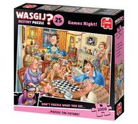 Wasgij Destiny 25- Soirée de Jeux ! - Games Night - Puzzle Adulte - Puzzle Humoristique - Carton 100% Recyclé - 1000 pièces - Jumbo