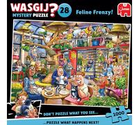 Wasgij Mystery 28 - Folie Féline - Feline Frenzy - Puzzle Adulte - Puzzle Humoristique - 1000 Pièce - Carton 100% recyclé - Jumbo